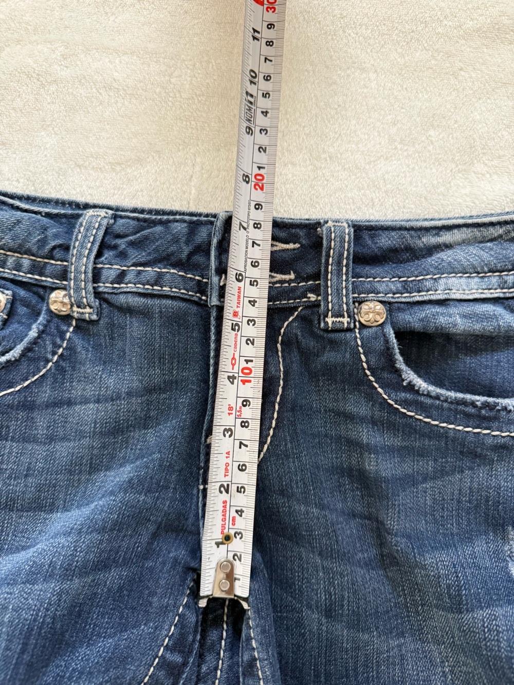 Miss Me Bootcut Jeans Size 27 Embellished Flap Pocket Y2K Denim - Picture 12 of 15